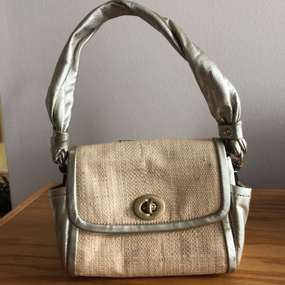 Coach mini tan/gold purse